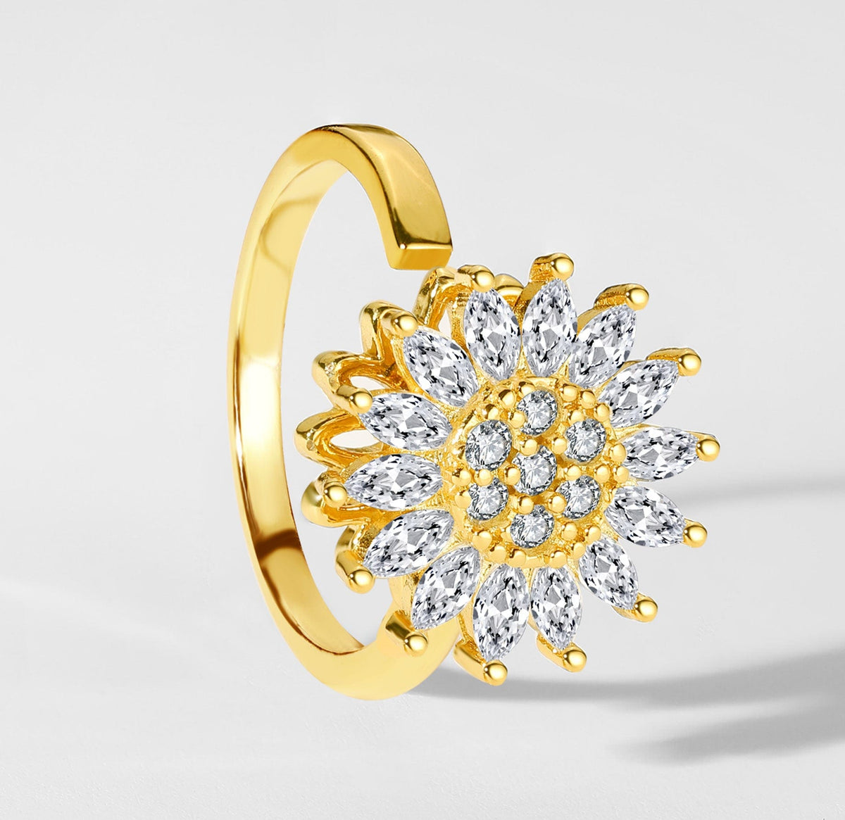Sun Spinner Worry Ring Worry Ring Wellness jewellery sliding rotating spinning meditation gold silver 925 set necklace