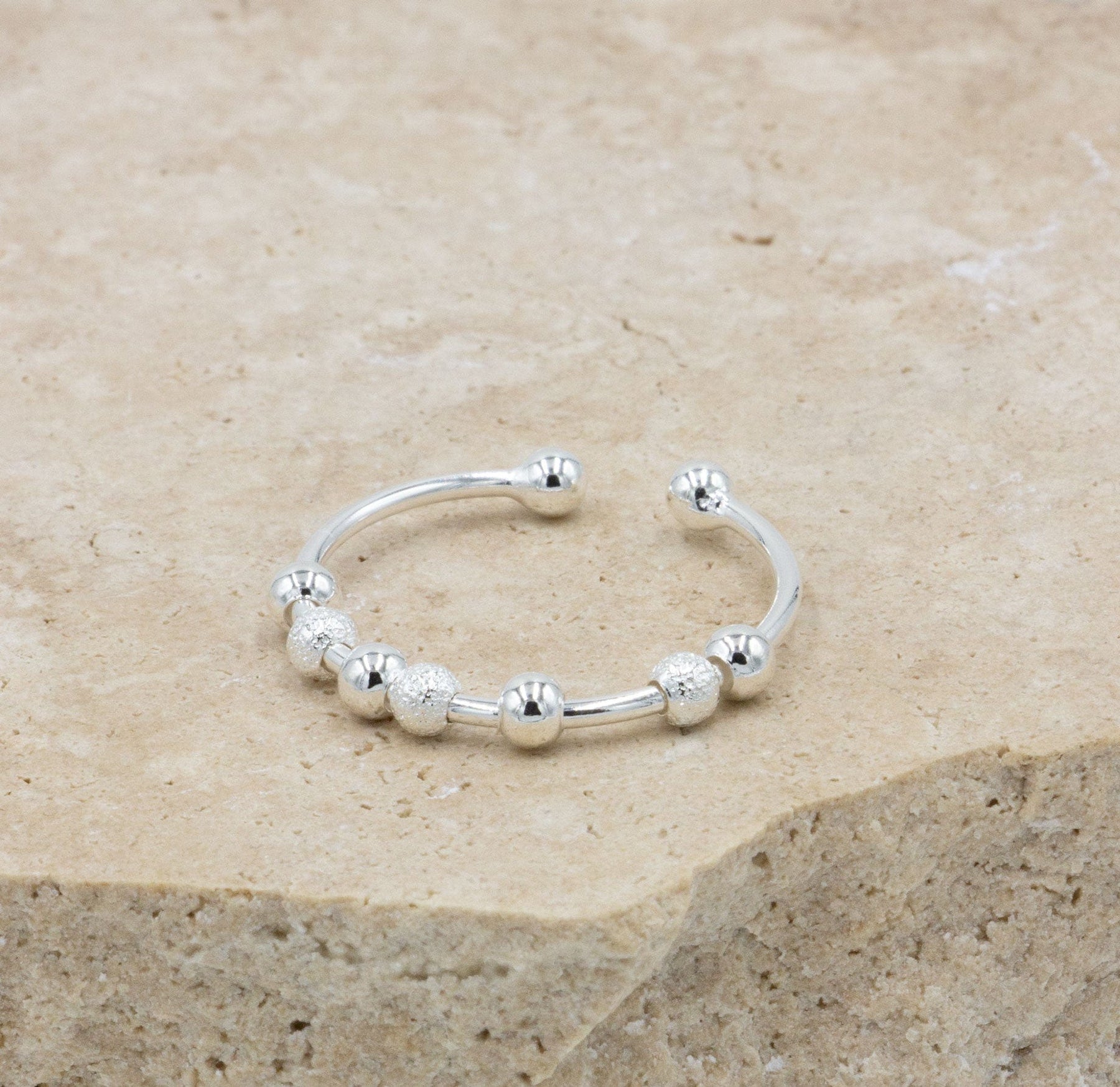 925 Sterling Silver Bead Sliding Worry Ring – Worry Rings