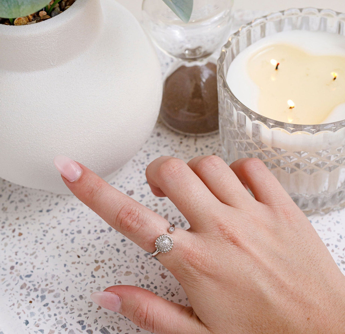 925 SS Silver Sunflower Spinner Worry Ring – Worry Rings