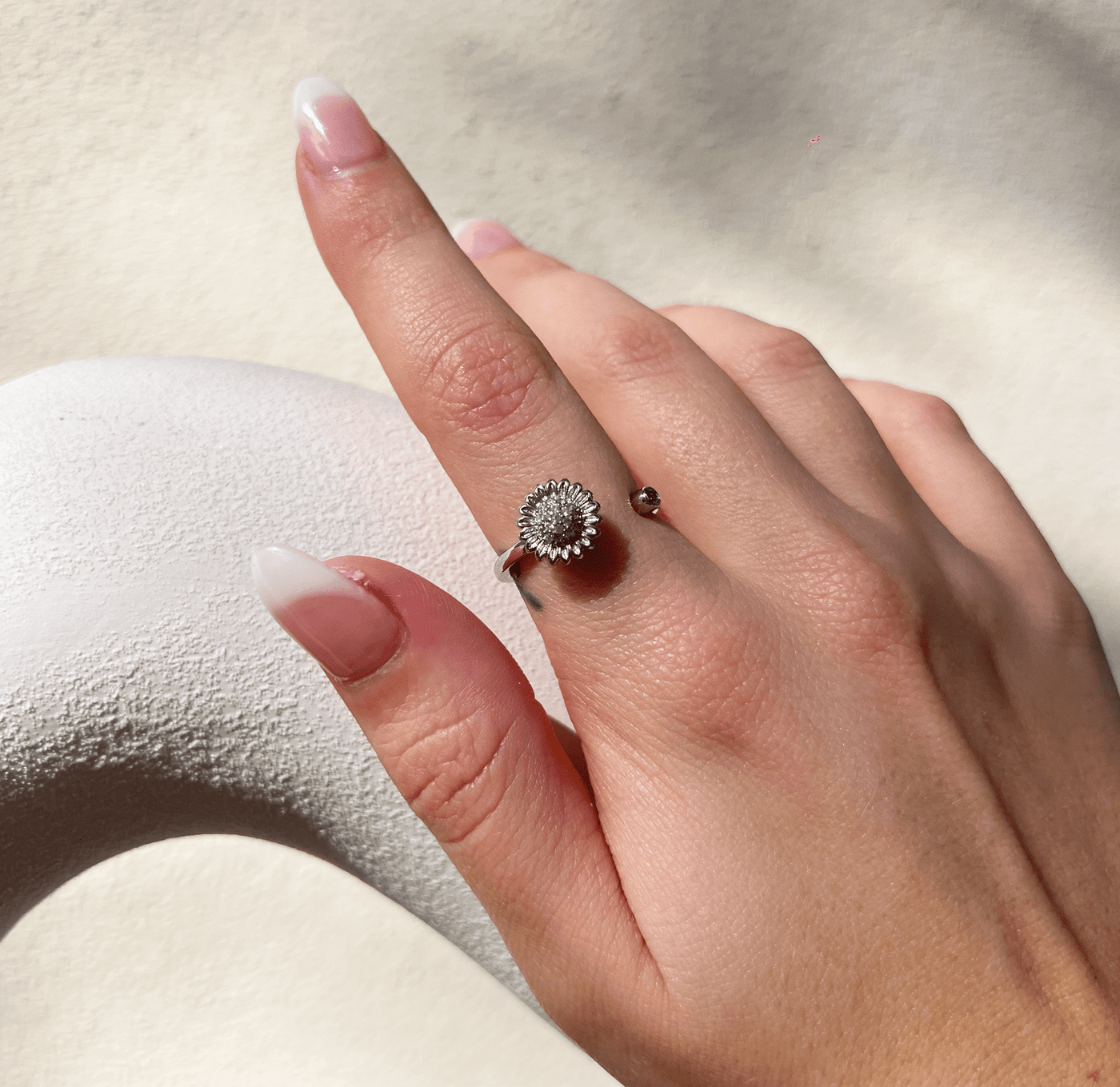 925 SS Silver Sunflower Spinner Worry Ring – Worry Rings
