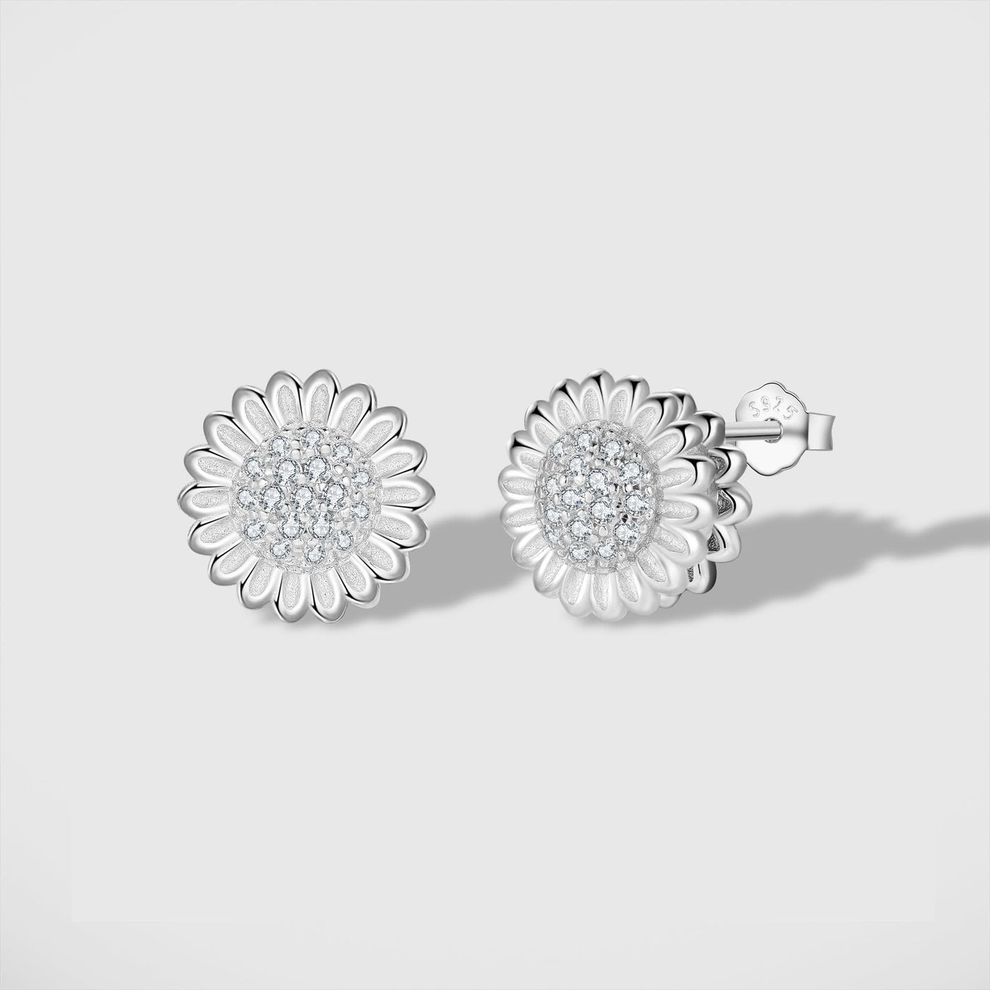 925 SS Silver Sunflower Spinner Earrings