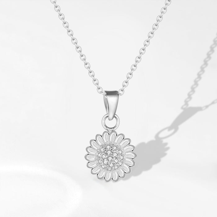 Silver Sunflower Spinning Necklace