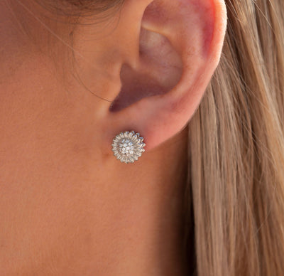 925 SS Silver Sunflower Spinner Earrings