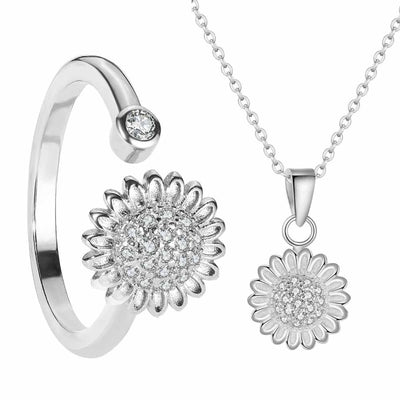 925 Sterling Silver Sunflower Spinner Set