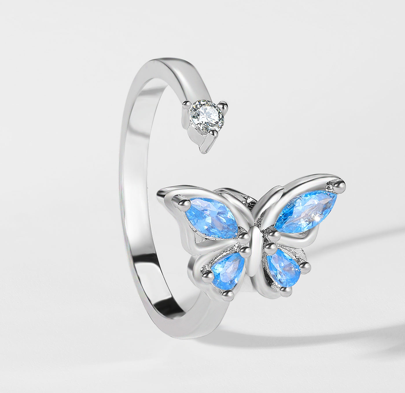 Crystal Butterfly Spinner Worry Ring
