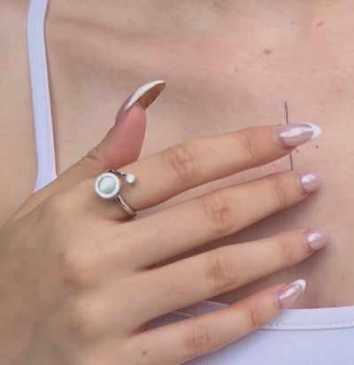 925 Sterling Silver Opal Spinner Worry Ring